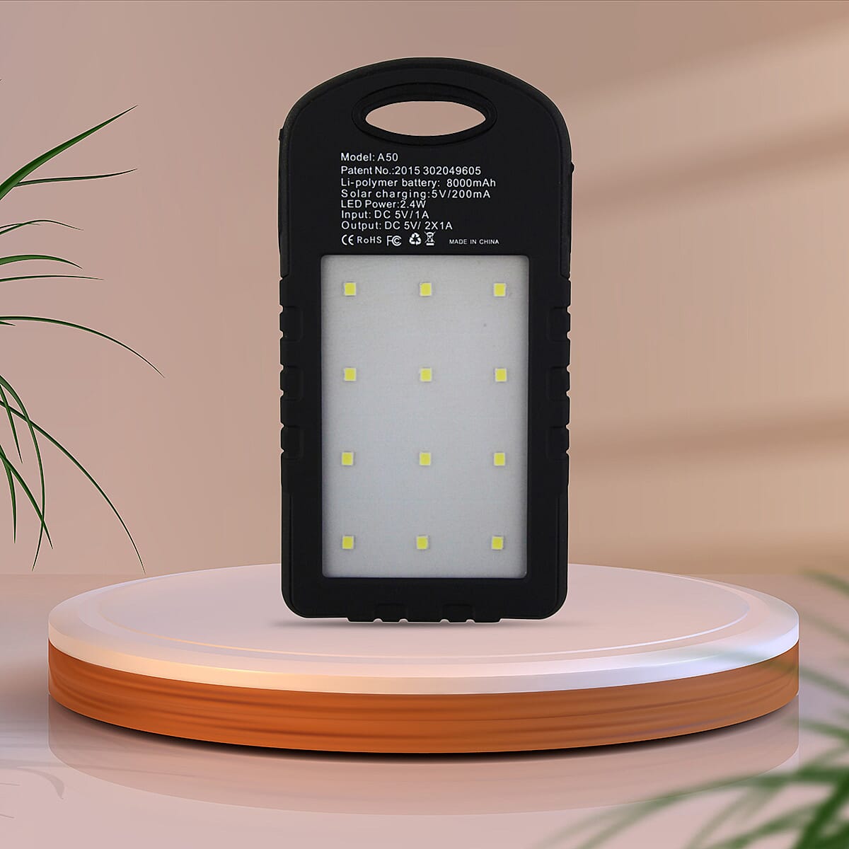 Solar Rechargeable Powerbank with Bright Light 4000 MaH