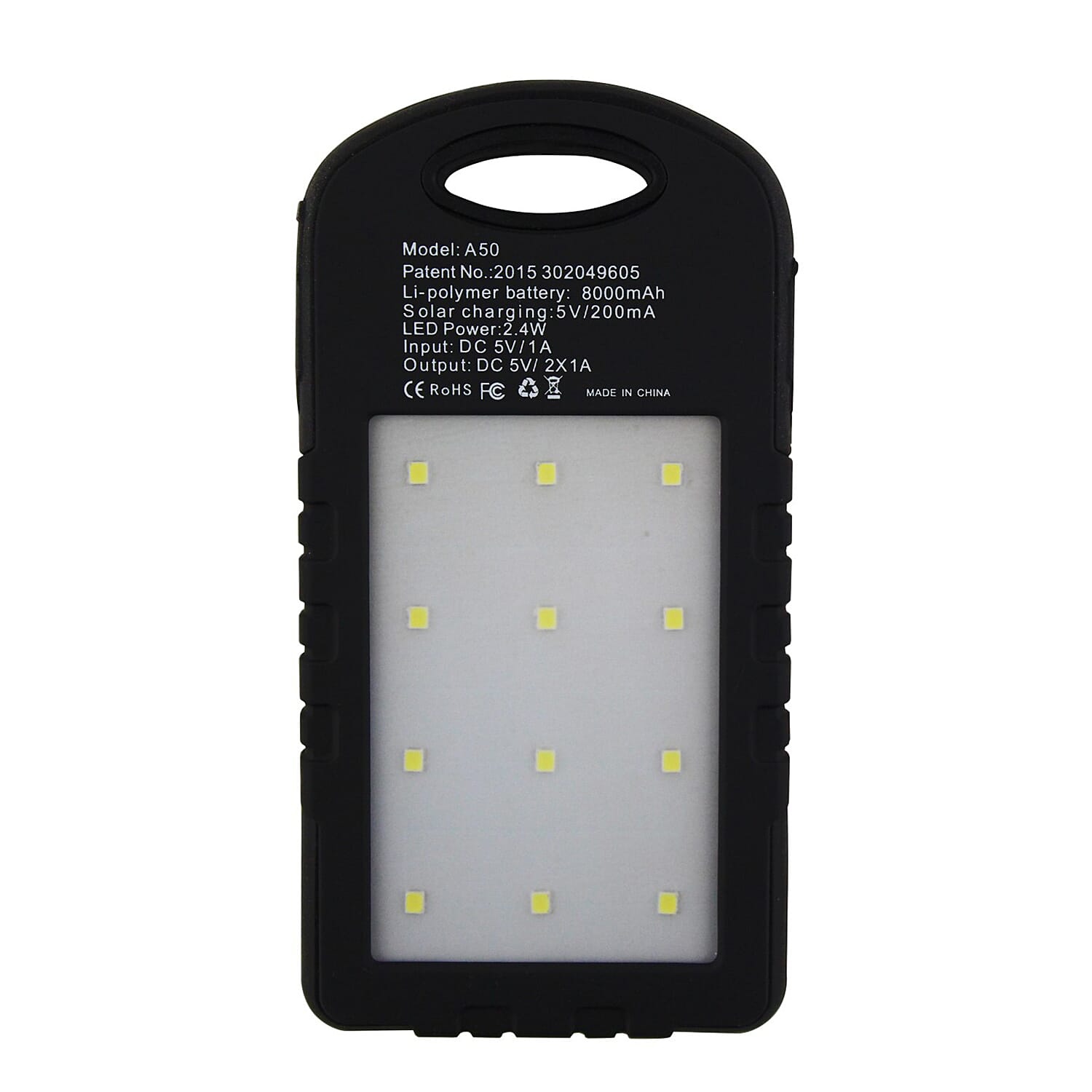 Solar Rechargeable Powerbank with Bright Light 4000 MaH