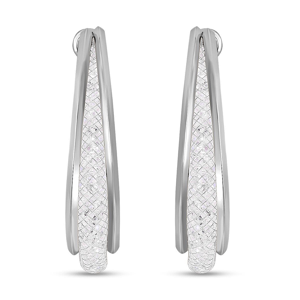 NY Closeout - White Austrian Crystal Star Light Hoop Earrings