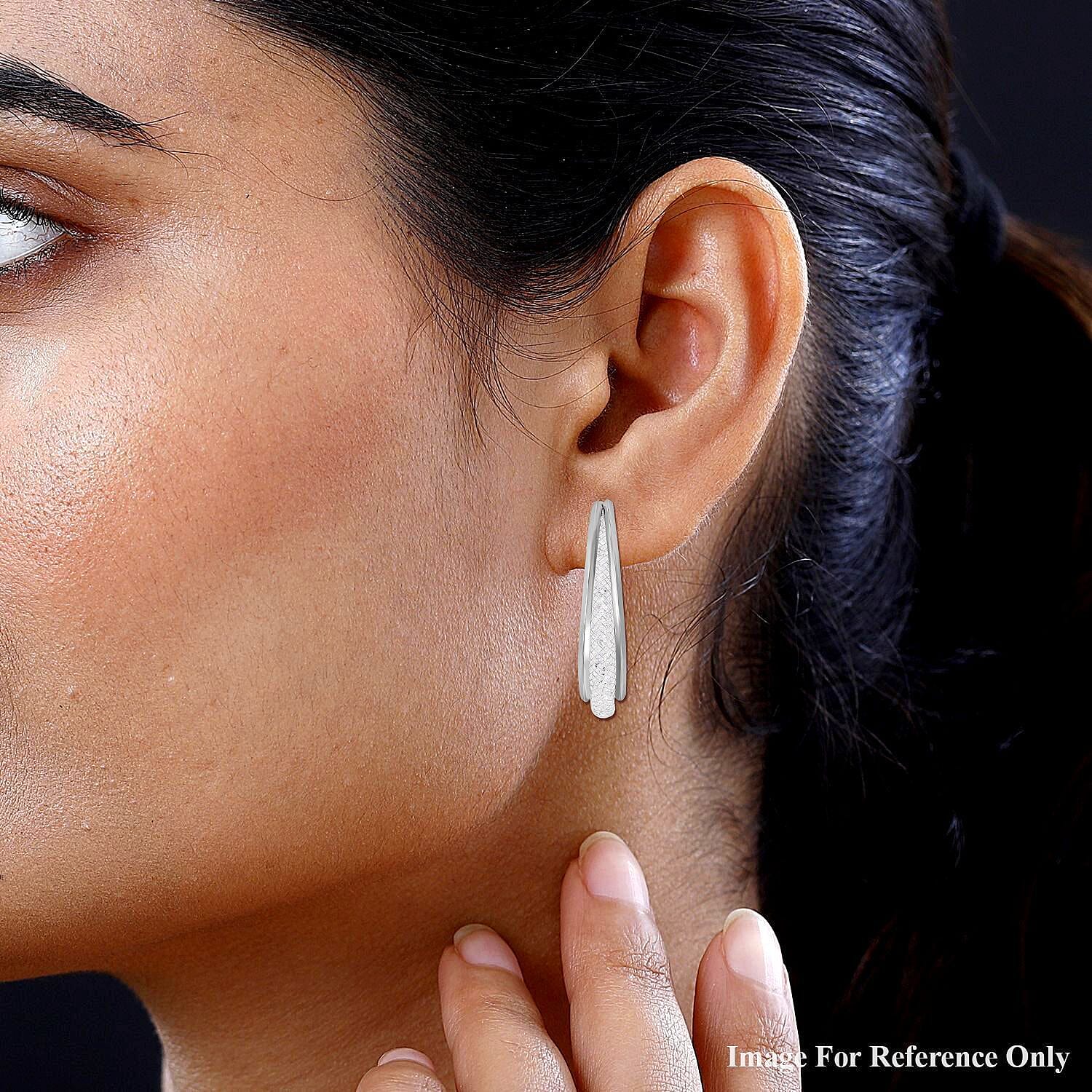 NY Closeout - White Austrian Crystal Star Light Hoop Earrings