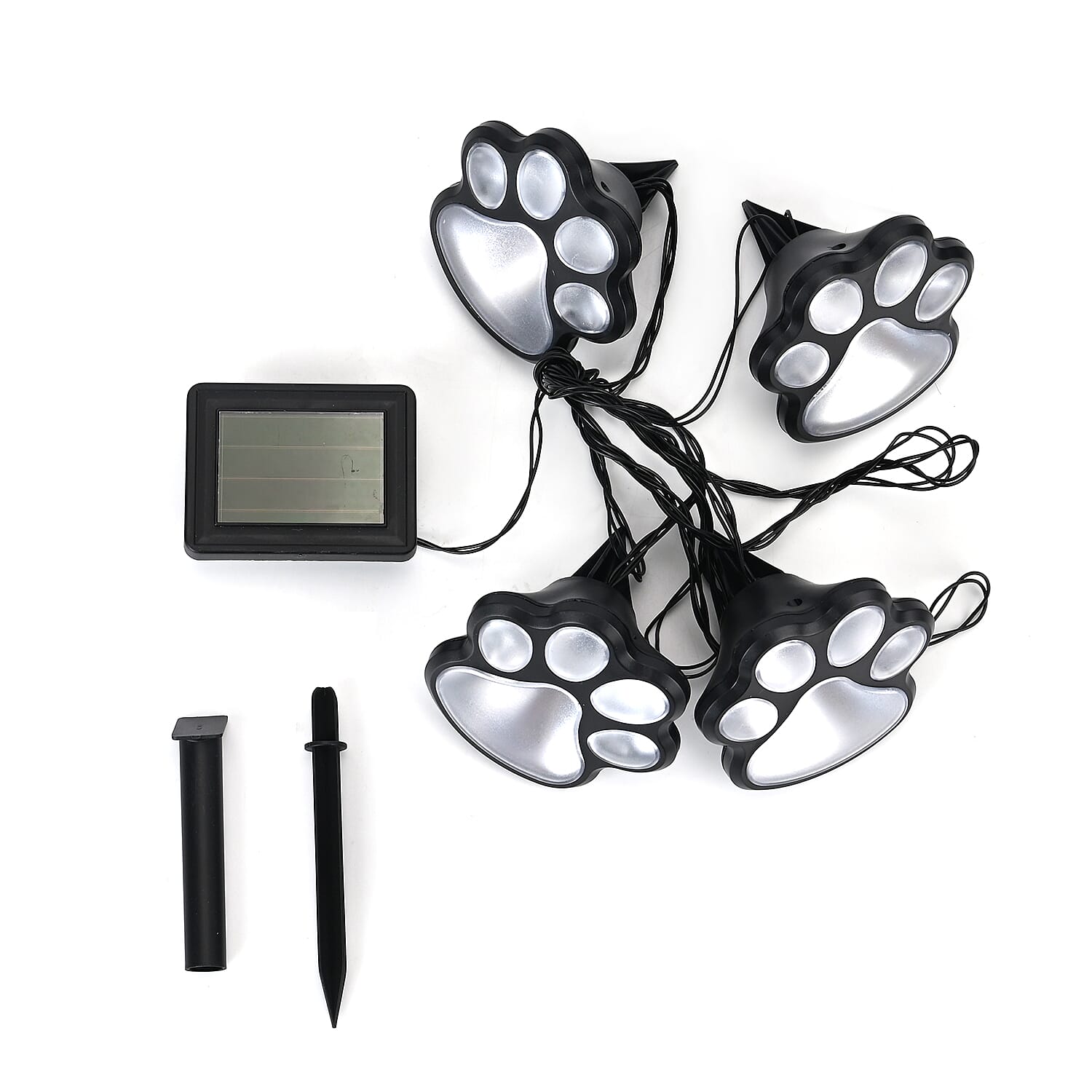 Set of 4 Waterproof Paw Print Solar Pathway Light - White