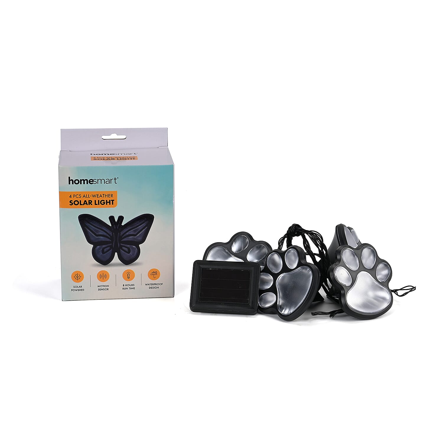 Set of 4 Waterproof Paw Print Solar Pathway Light - White