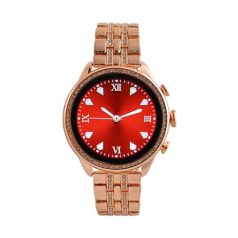 Rose Gold Dial Smartwatch with Daily Fit App & 4 Interchangeable Straps (iOS and Andriod Compatible)