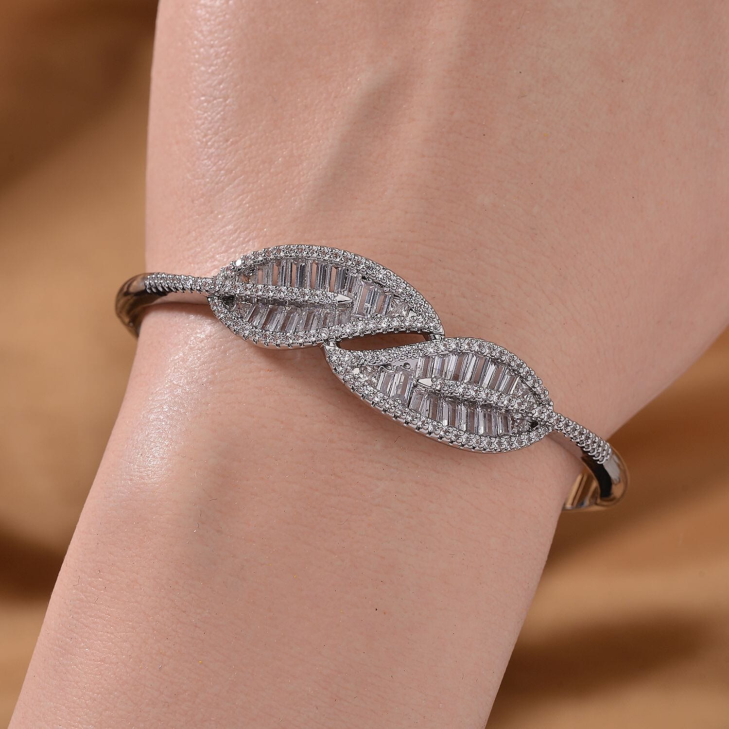 Cubic Zirconia Leaf Bangle