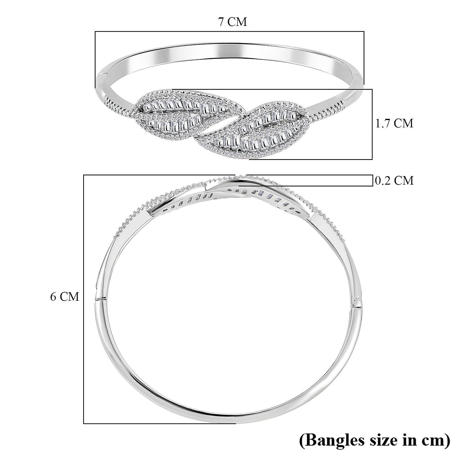 Cubic Zirconia Leaf Bangle