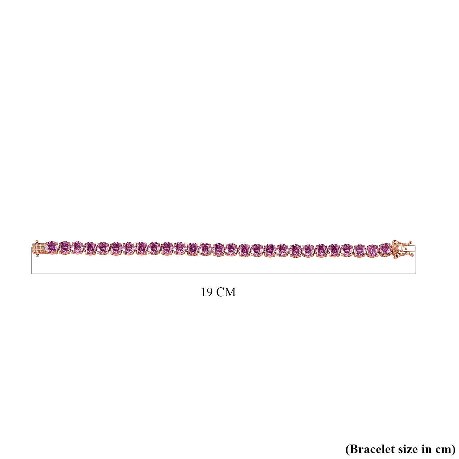 Pink Moissanite Tennis Bracelet (Size - 7) in 18K Vermeil Rose Gold Plated Sterling Silver 20.30 Ct, Silver Wt 11.20 Gms.