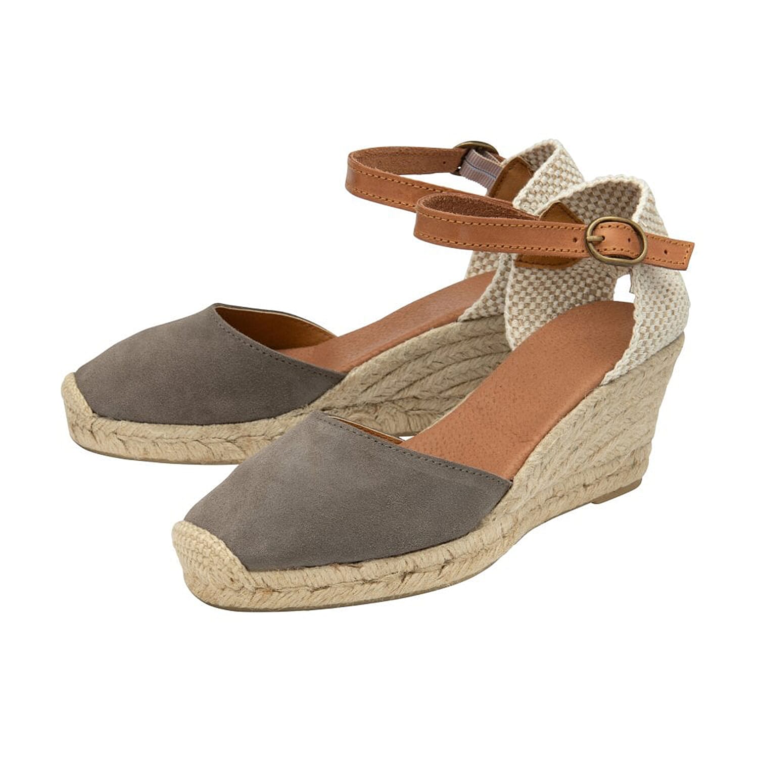 Lotus: Suede Antonella Espadrille Wedge Shoes - Navy