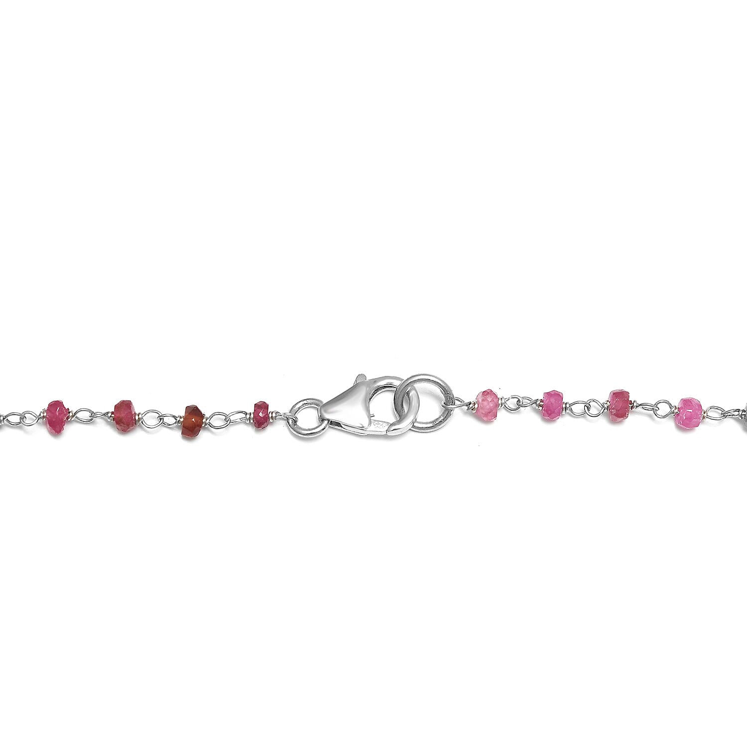 Ruby Necklace (Size - 20) in Rhodium Overlay Sterling Silver 22.00 Ct.