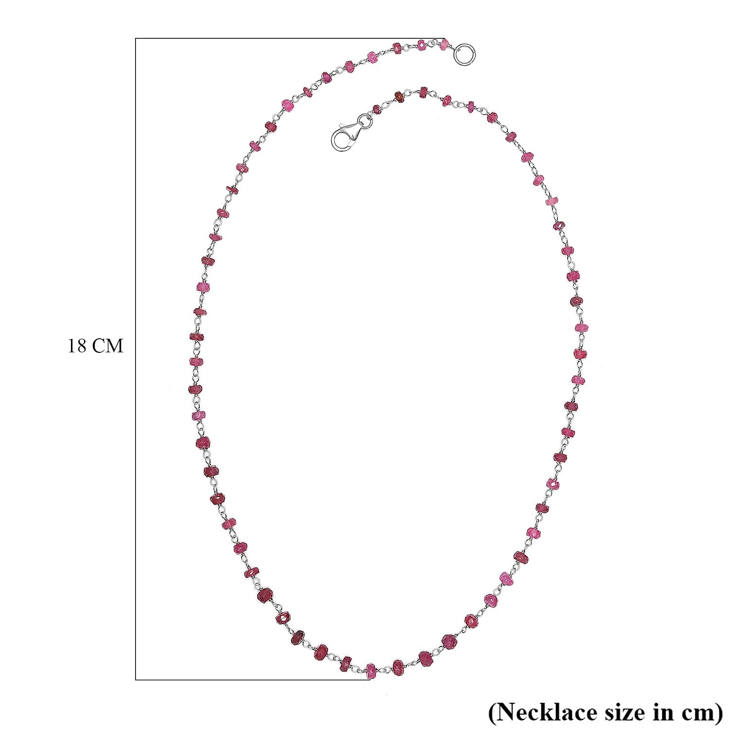 Ruby Necklace (Size - 20) in Rhodium Overlay Sterling Silver 22.00 Ct.
