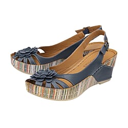 Lotus: Leather Caria Slingback Shoes - Navy