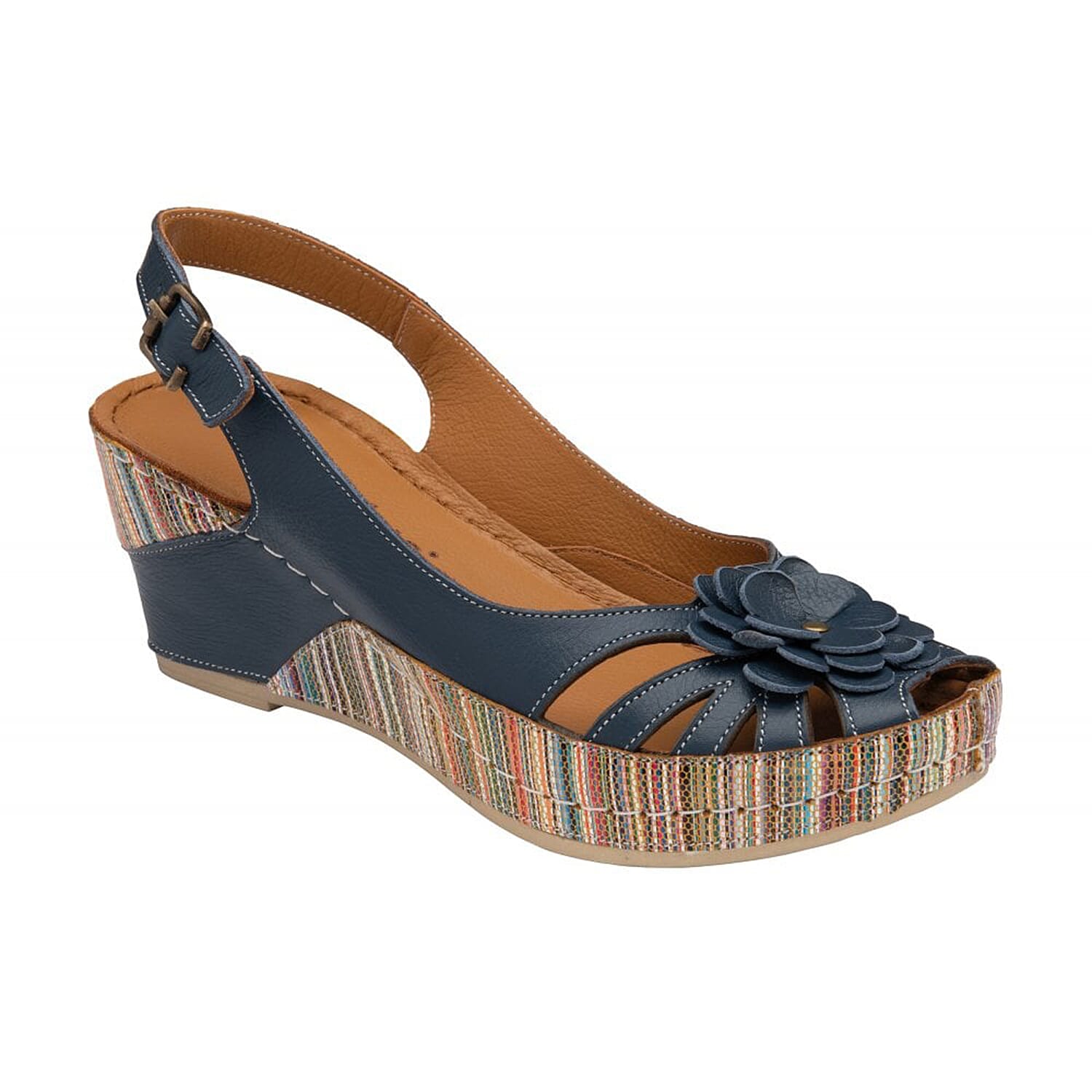 Lotus: Leather Caria Slingback Shoes - Navy