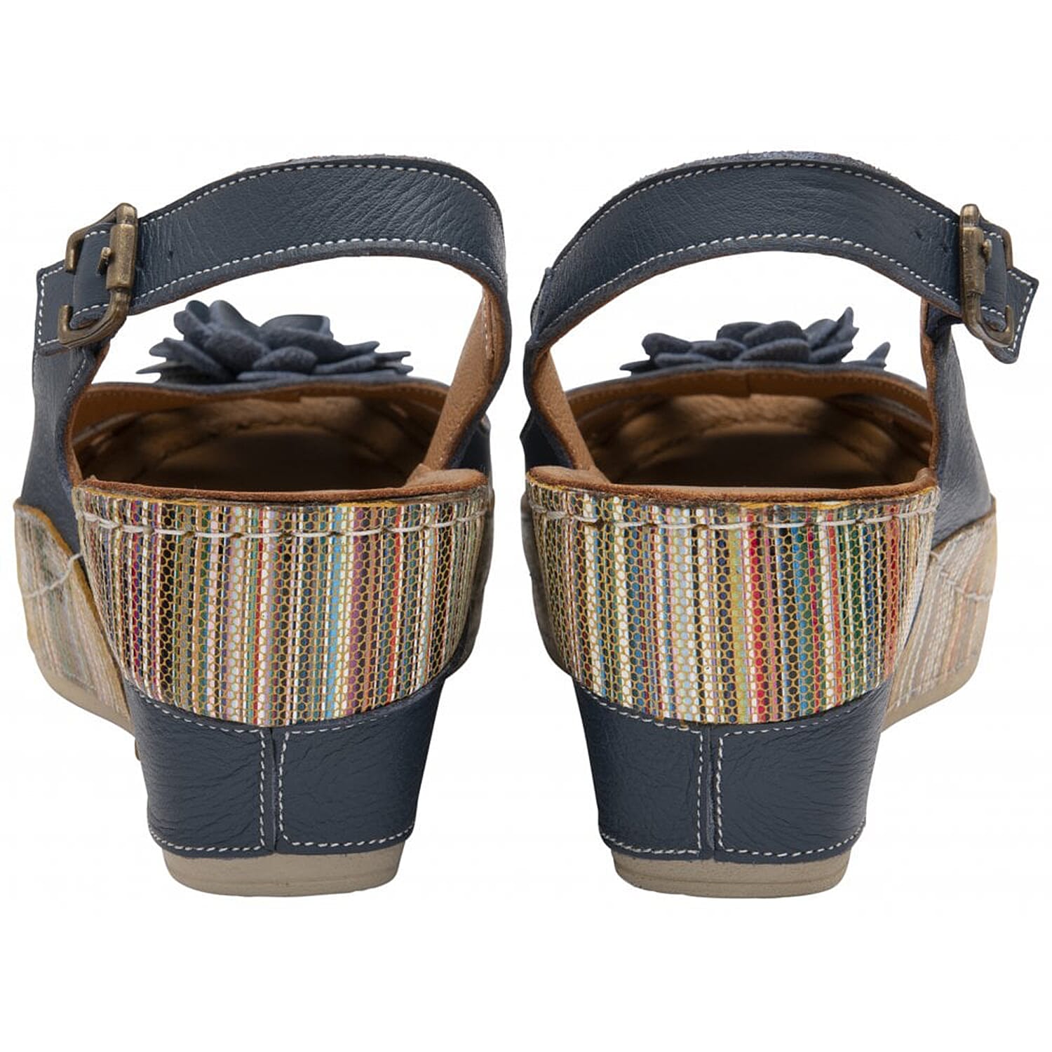 Lotus: Leather Caria Slingback Shoes - Navy