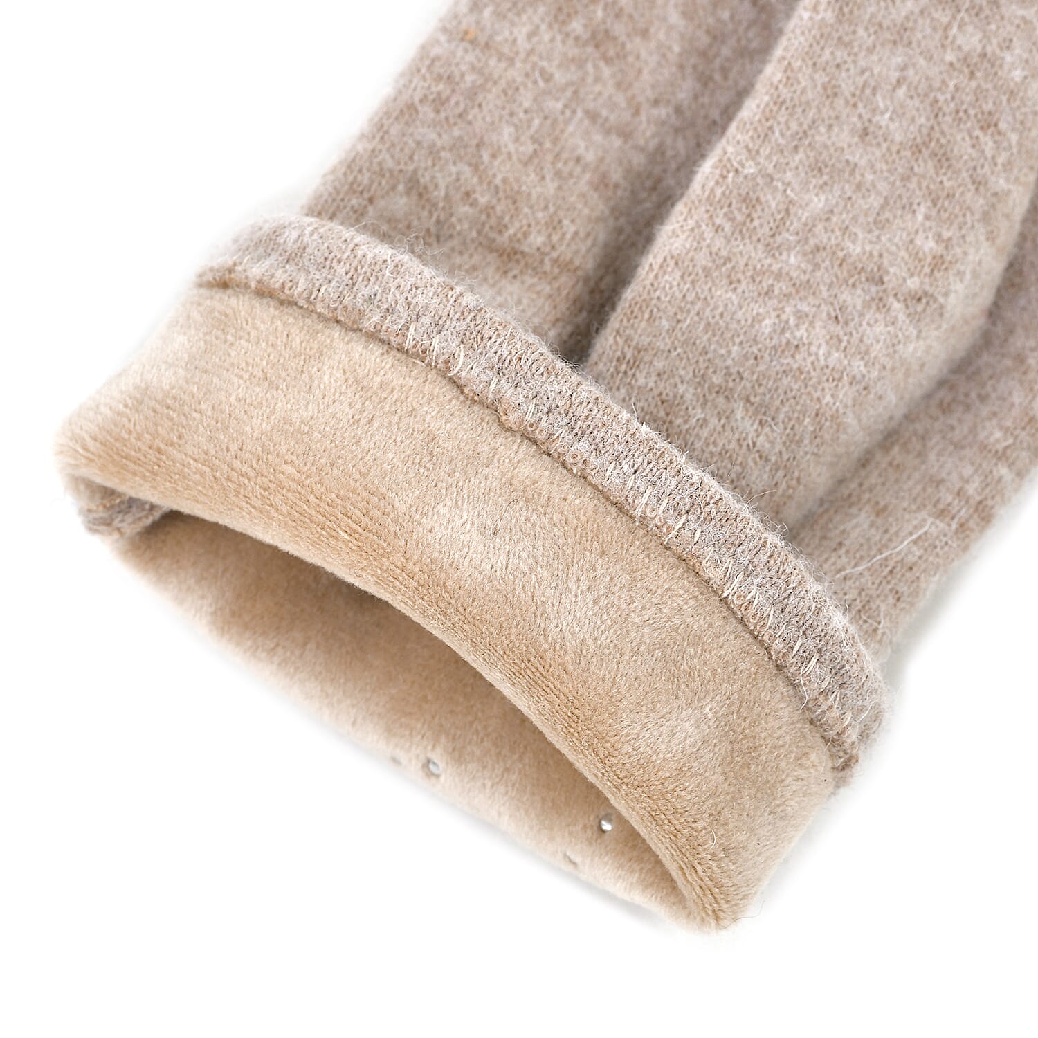 Winter Must-Have - Cashmere Touch Screen Beaded Gloves - Beige