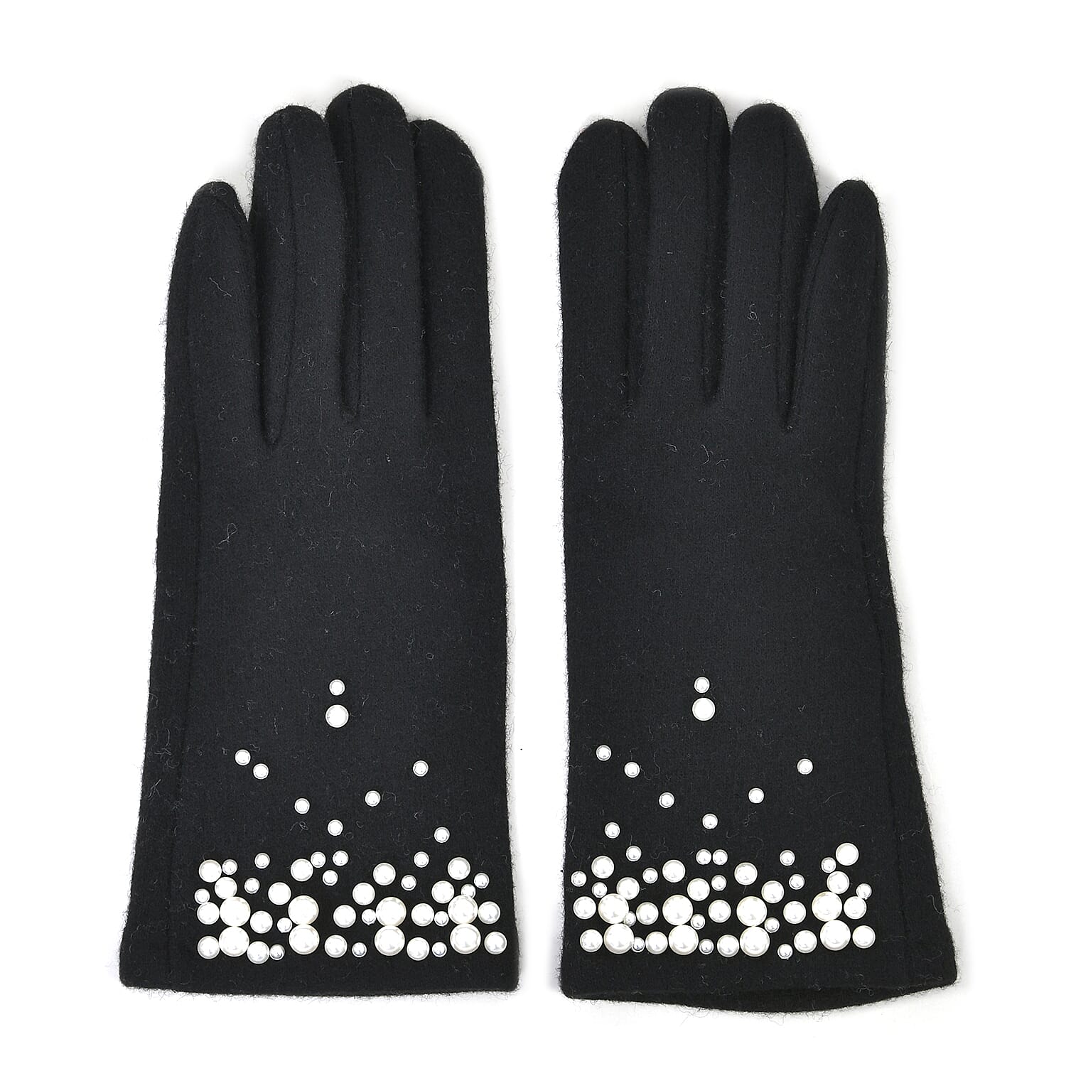 Winter Must-Have - Cashmere Touch Screen Beaded Gloves - Black