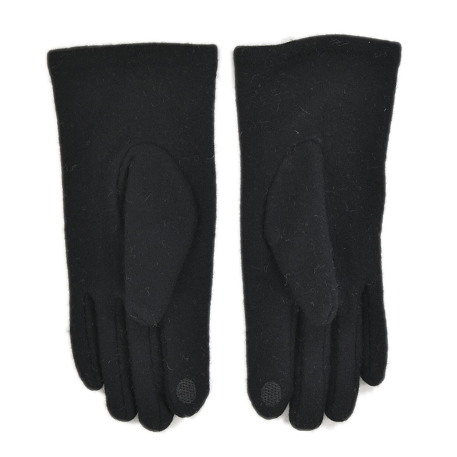 Winter Must-Have - Cashmere Touch Screen Beaded Gloves - Black