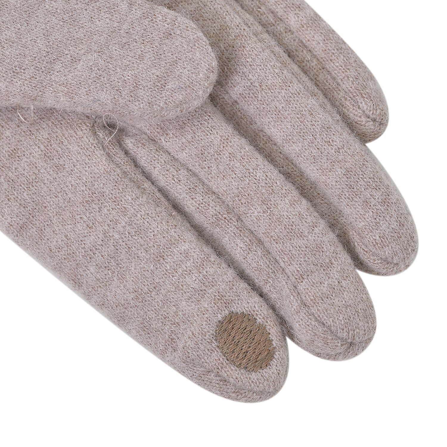 Luxurious 70% Cashmere Gloves with Faux Fur Trim- Khaki