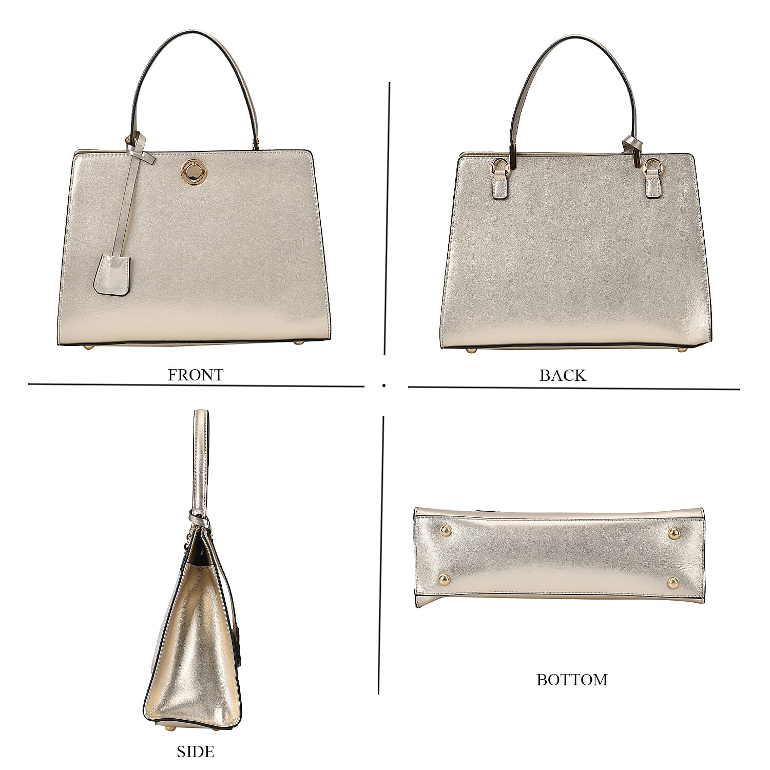 Genuine Leather Solid Crossbody Bag (Size 30x11x21 cm) - Gold & Black