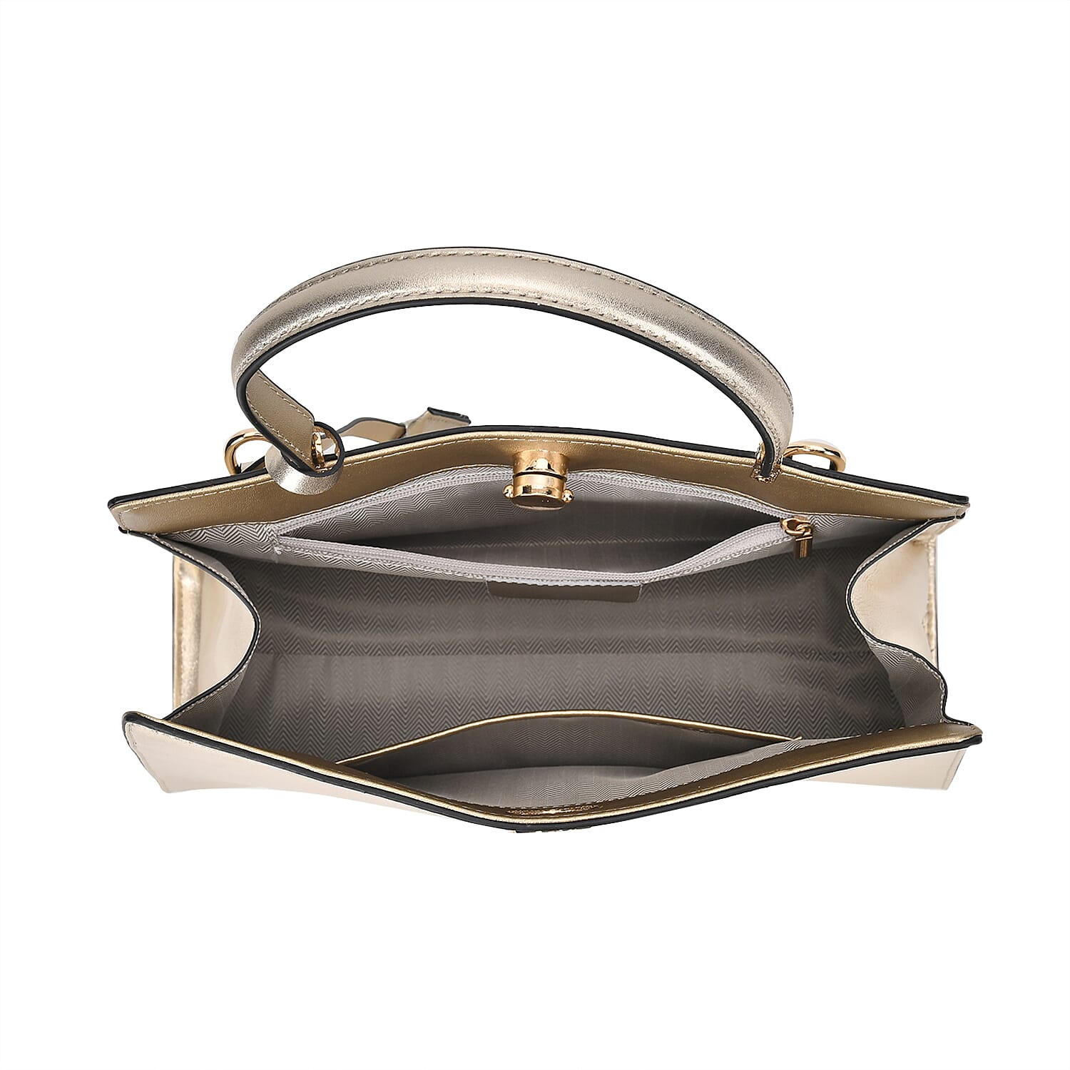 Genuine Leather Solid Crossbody Bag (Size 30x11x21 cm) - Gold & Black