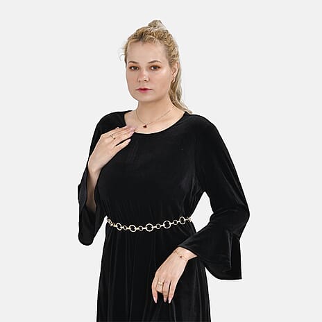 Women Ring Chain-Link Belt (Free Size,108 cm) - Golden