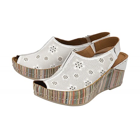 LOTUS Leather Deniz Wedge Shoes (Size 5) - White