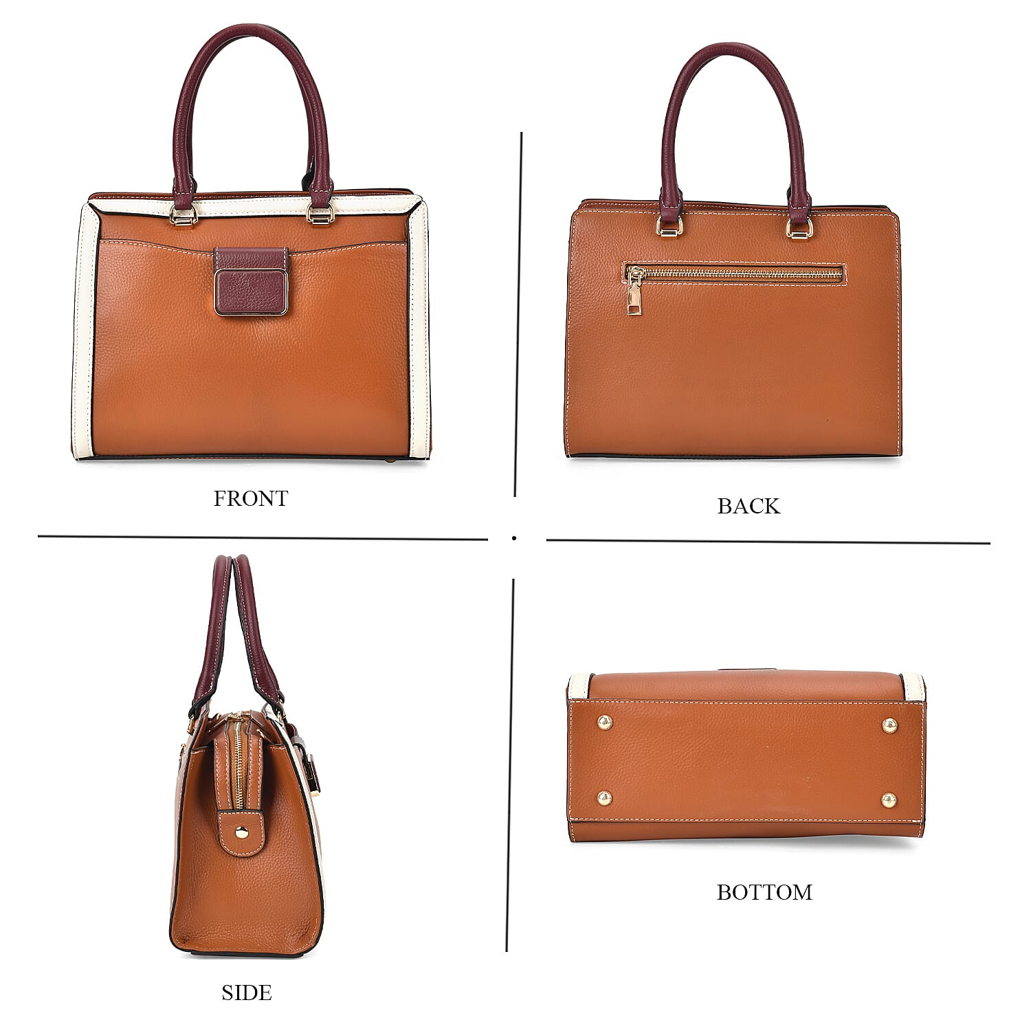 Designer Closeout - Genuine Leather Crossbody Bag With Handle Drop (Size28x13x21 Cm) - Brown