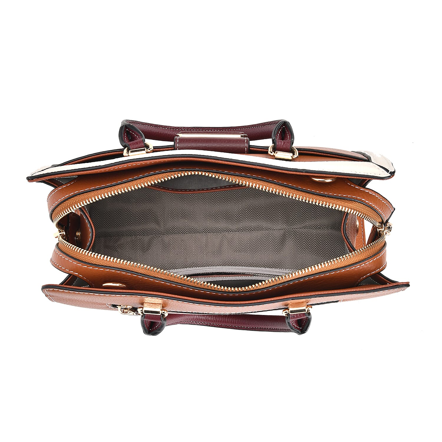 Designer Closeout - Genuine Leather Crossbody Bag With Handle Drop (Size28x13x21 Cm) - Brown