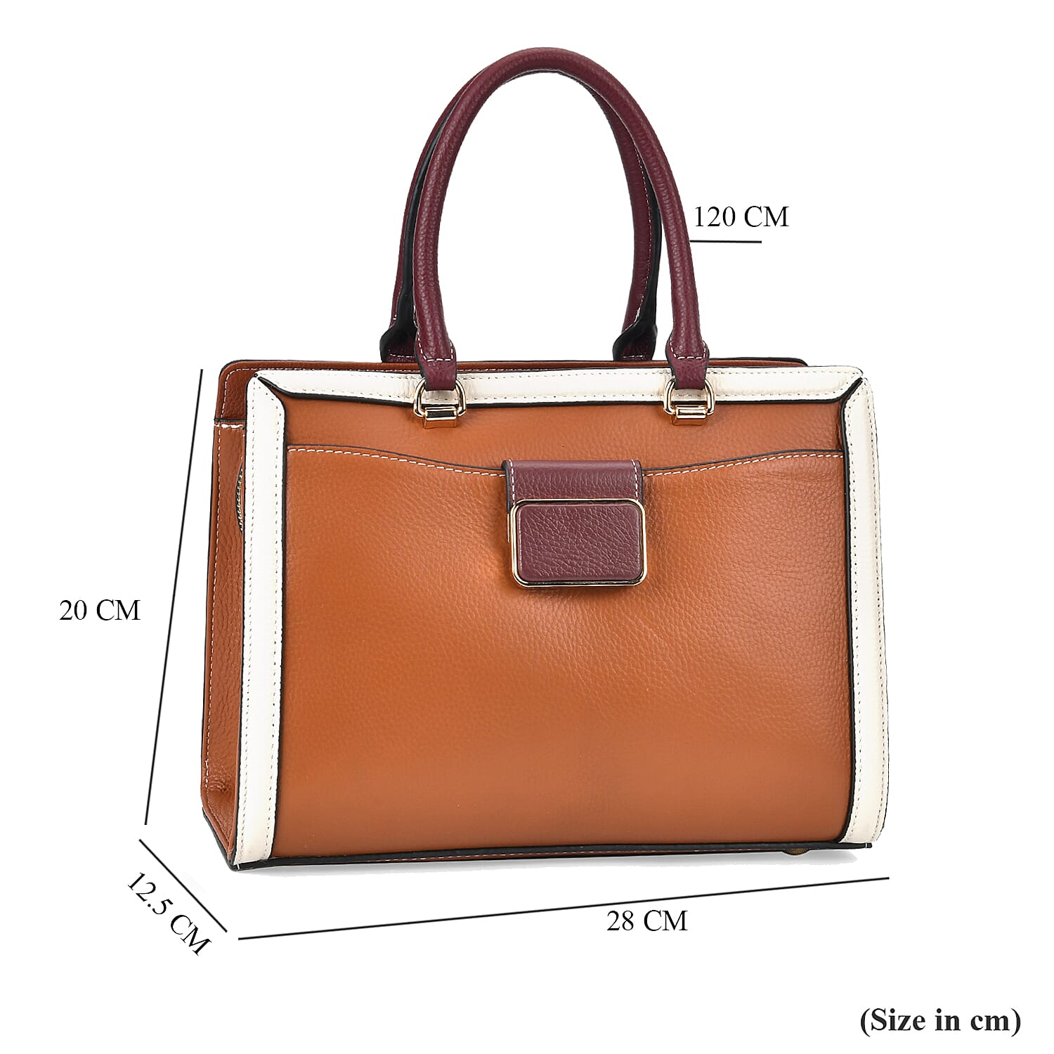 Designer Closeout - Genuine Leather Crossbody Bag With Handle Drop (Size28x13x21 Cm) - Brown