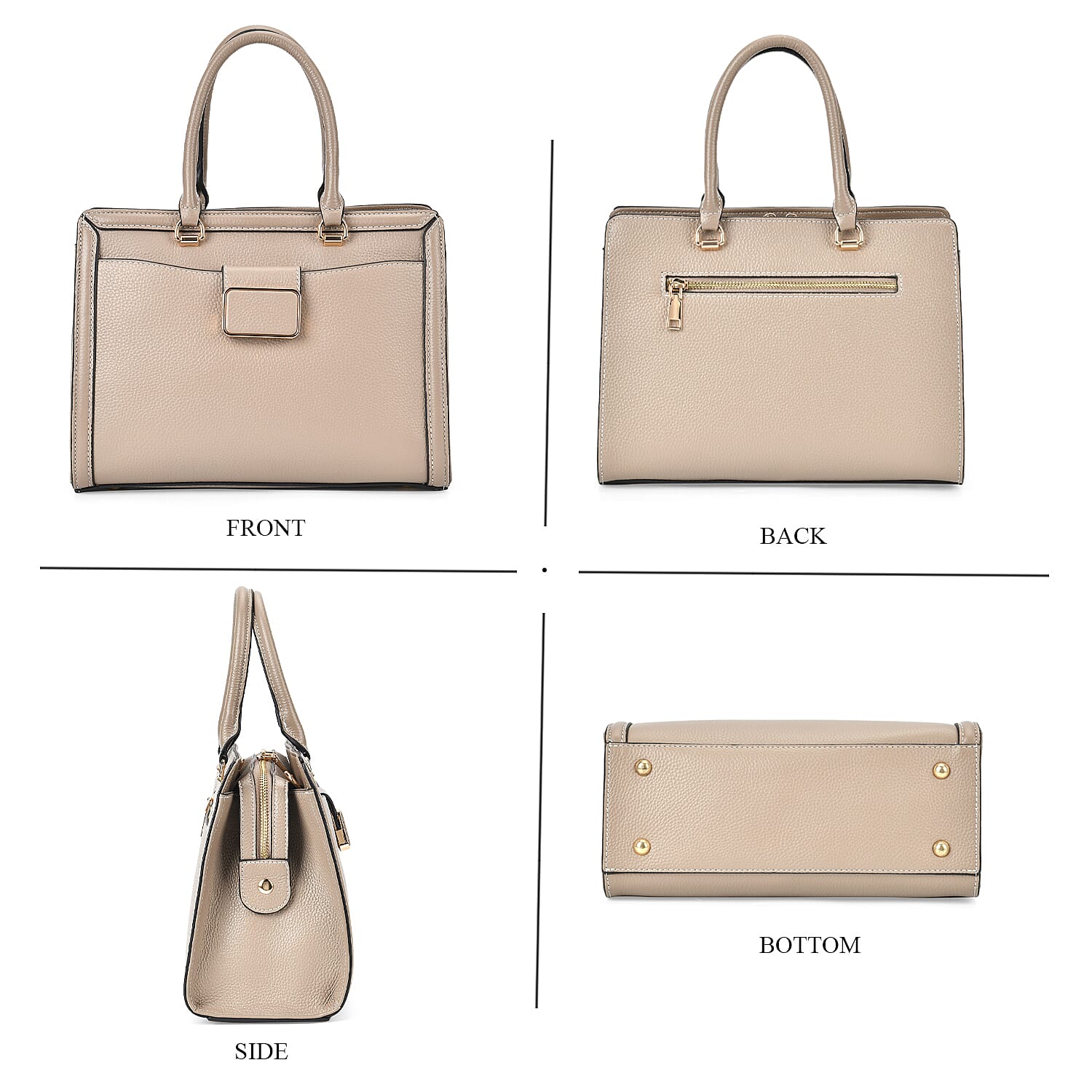 Designer Closeout - Genuine Leather Crossbody Bag With Handle Drop  (Size28x13x21 Cm) - Taupe