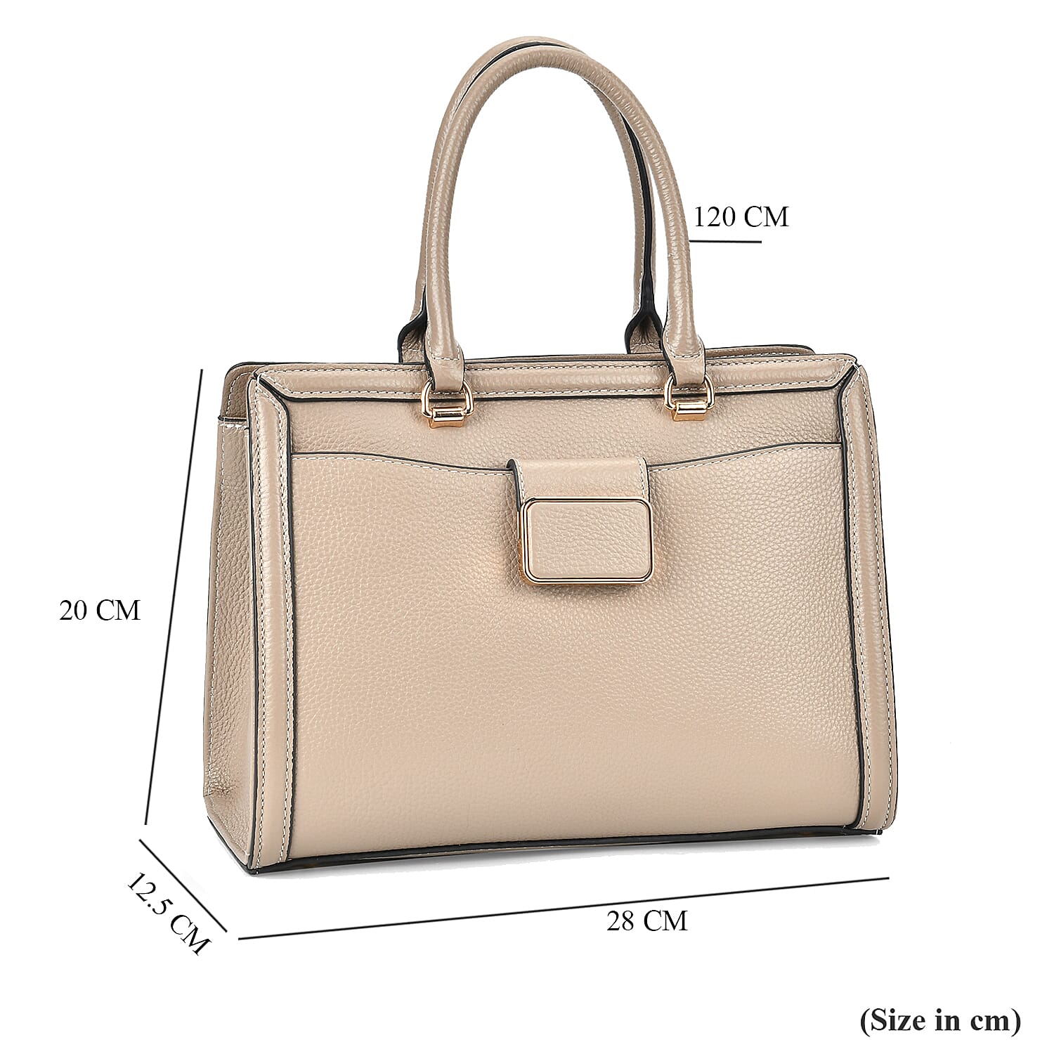 Designer Closeout - Genuine Leather Crossbody Bag With Handle Drop  (Size28x13x21 Cm) - Taupe