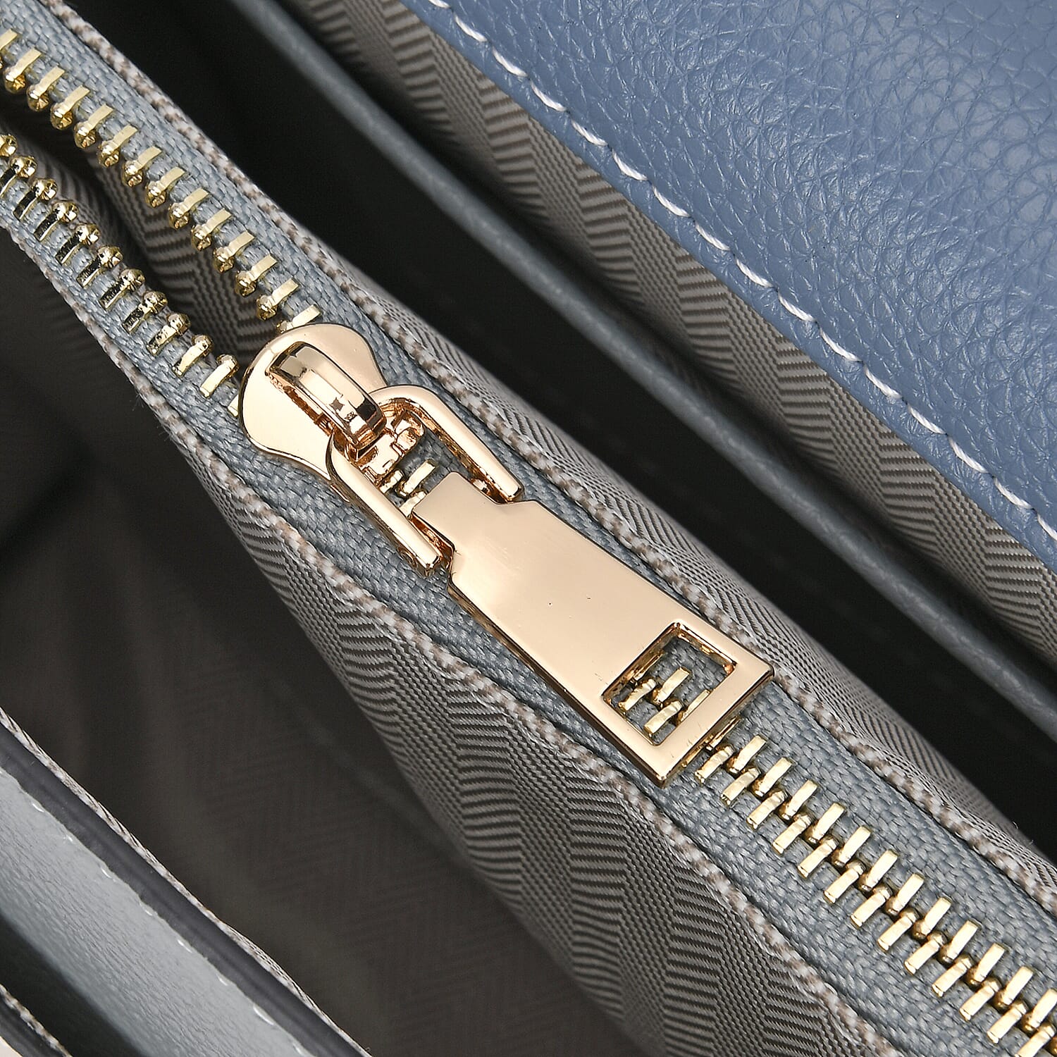 Genuine Leather Patterned Crossbody Bag (Size 27x11x22 cm) - Light Blue & White