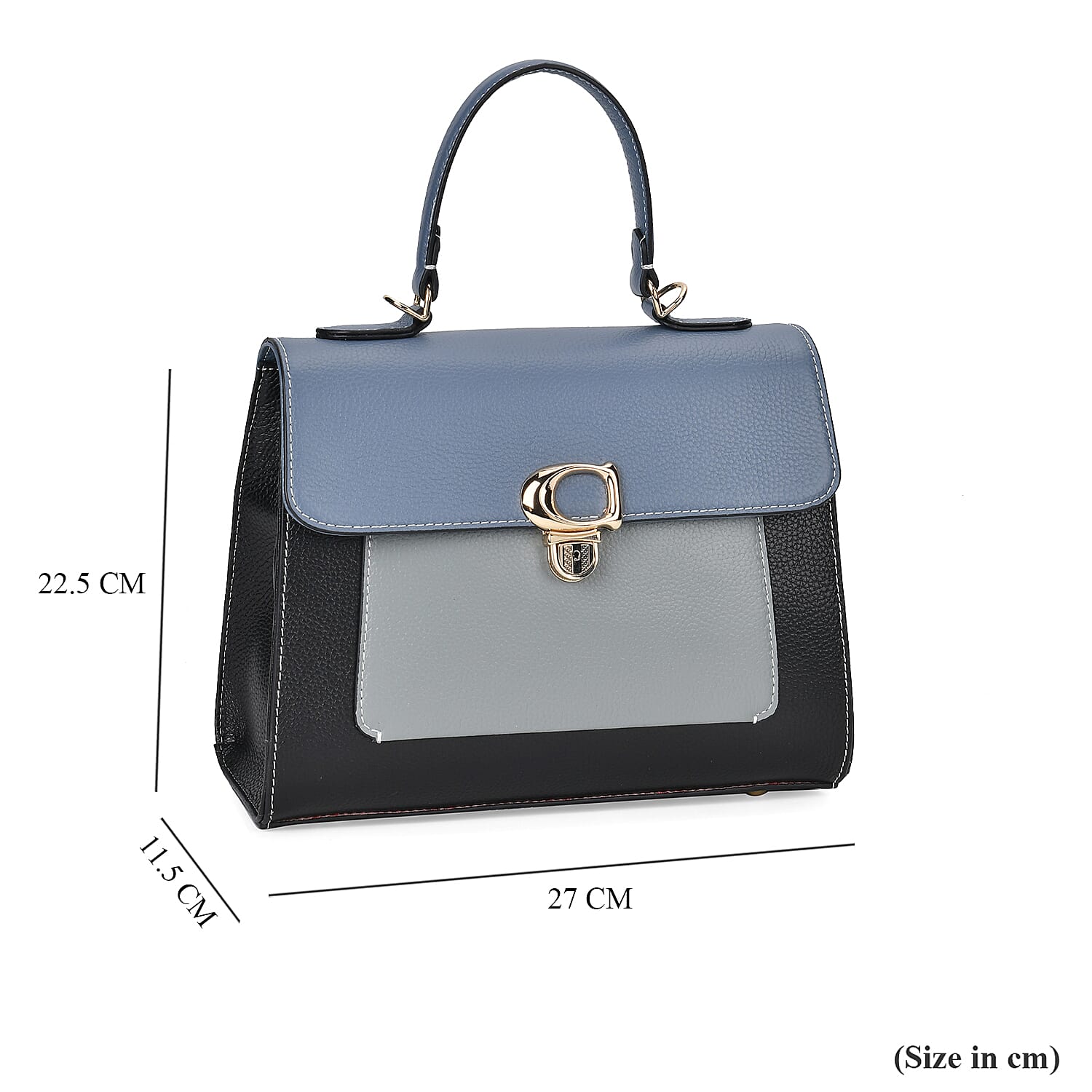 Designer Inspired - Genuine Leather Crossbody Bag with Handle Drop - Black Designer Inspired - Genuine Leather Crossbody Bag with Handle Drop - Black