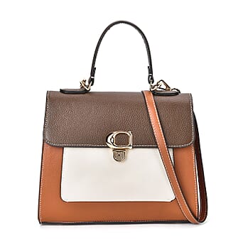 https://tjcuk.sirv.com/Products/77/3/7733703/Genuine-Leather-Patterned-Crossbody-Bag-Size-27x11x22-cm-Tan-White_7733703.jpg?w=342&h=342