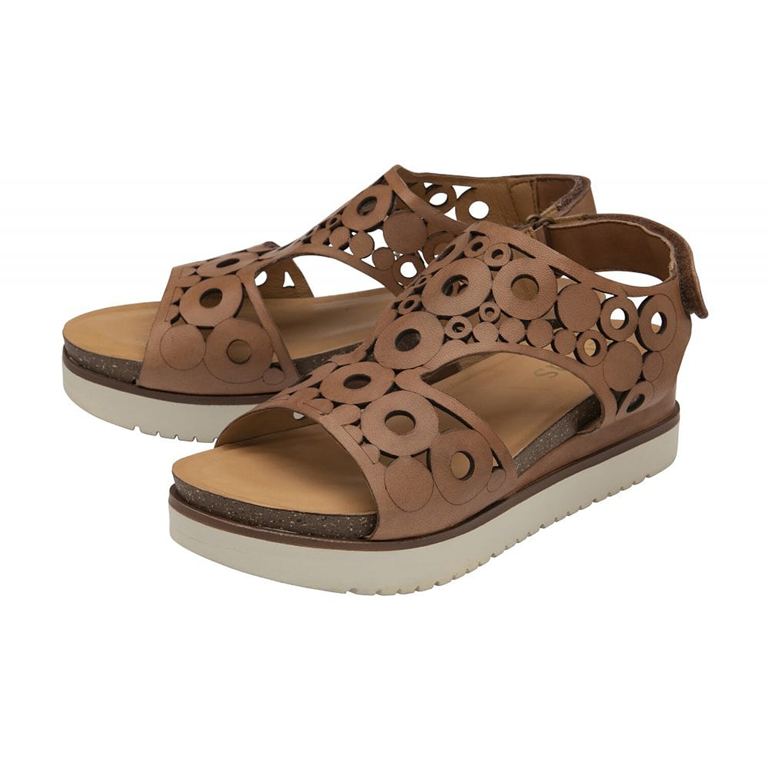 LOTUS Leather Melbourne Open-Toe Flatform Sandals (Size 6) - Tan