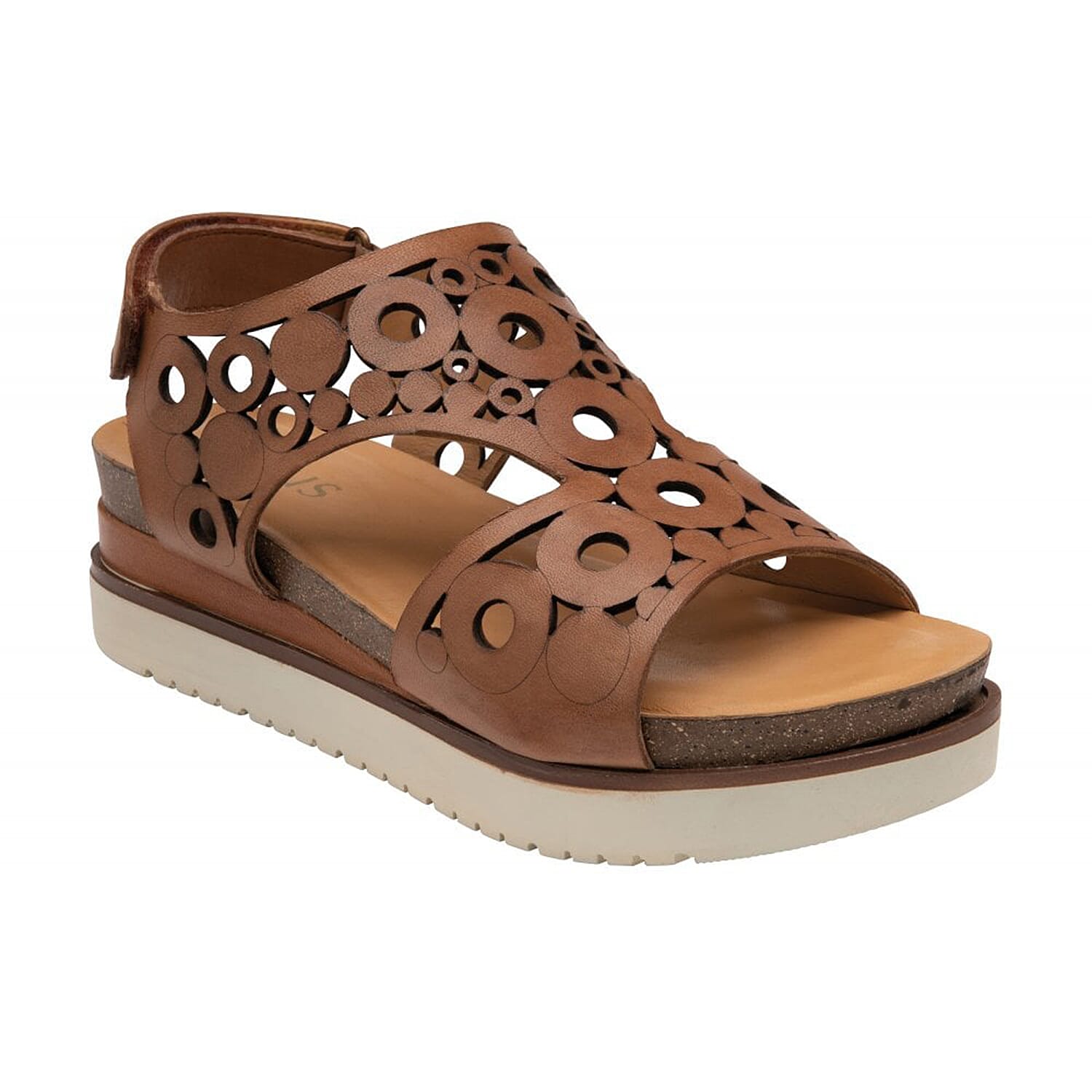 LOTUS Leather Melbourne Open-Toe Flatform Sandals (Size 6) - Tan