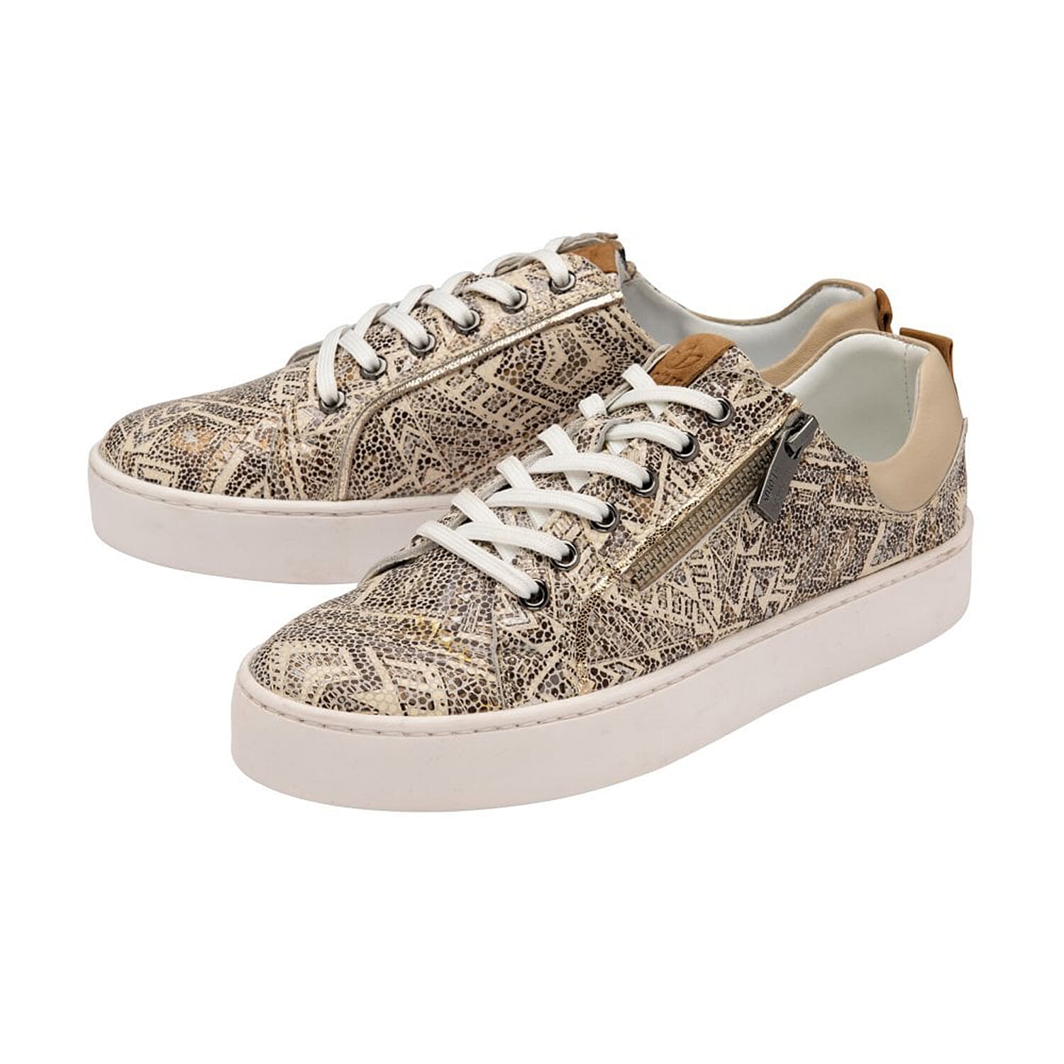 LOTUS Printed Leather Serene Casual Trainers  (Size 4) - Natural Tribal