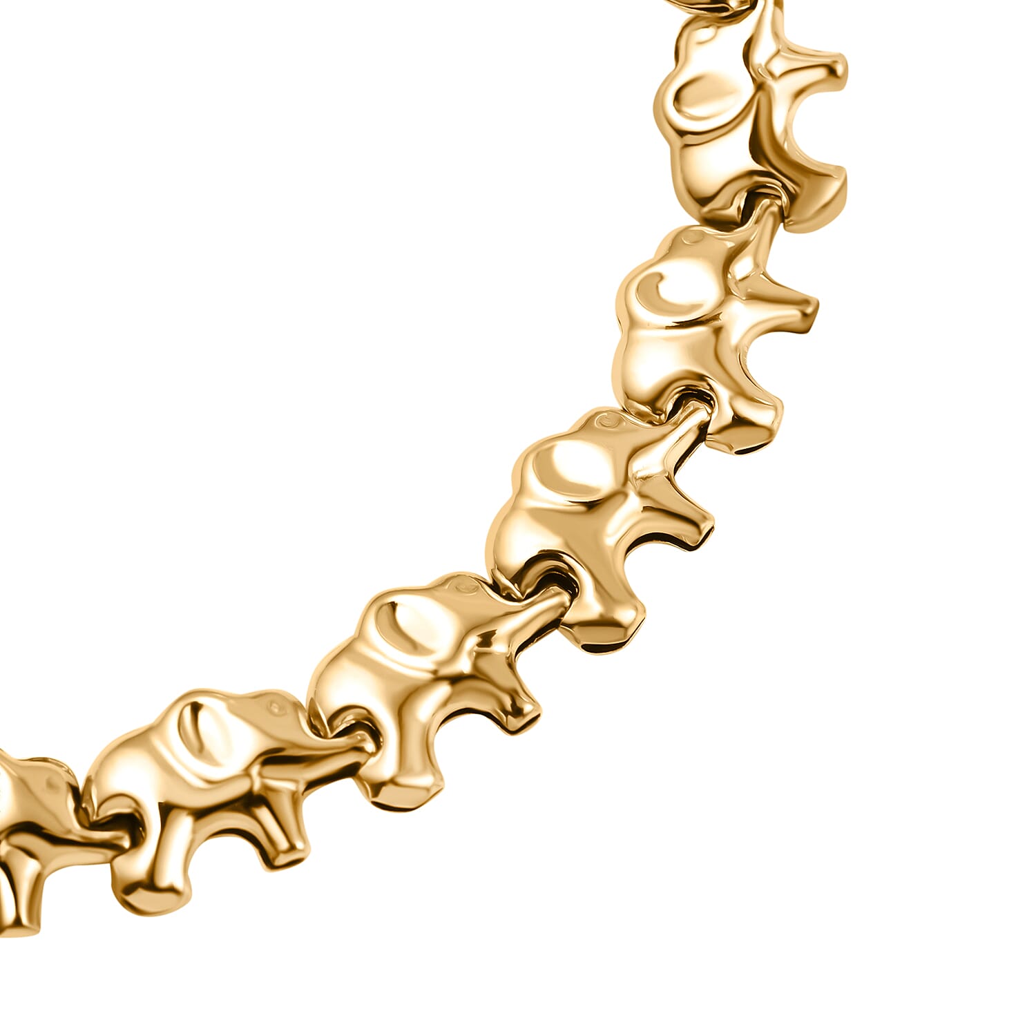 Royal Bali Collection Handmade - 9K Yellow Gold Elephant Bracelet (Size - 7.5)