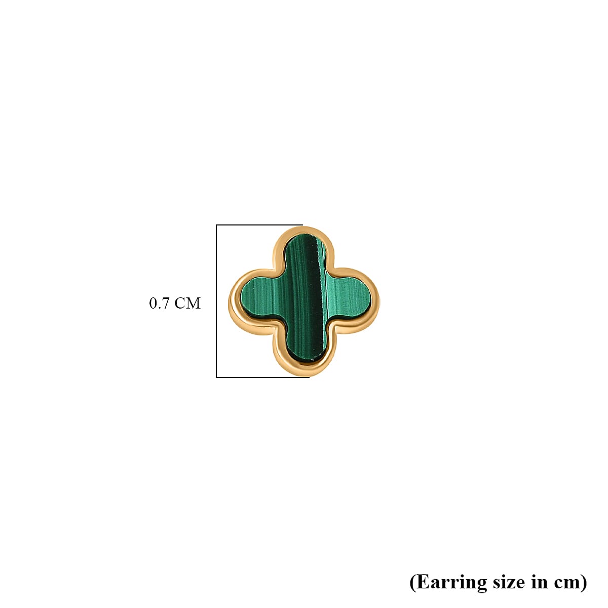Designer Inspired - 9K Yellow Gold Malachite Clover Stud Earrings