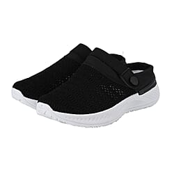 Vented Ladies Trainers with Rotary Buckle - Black