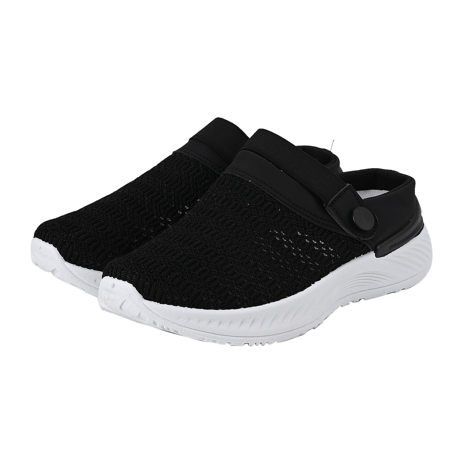 Knitted Vented Ladies Trainer with Rotary Buckle (Size 8) - Black