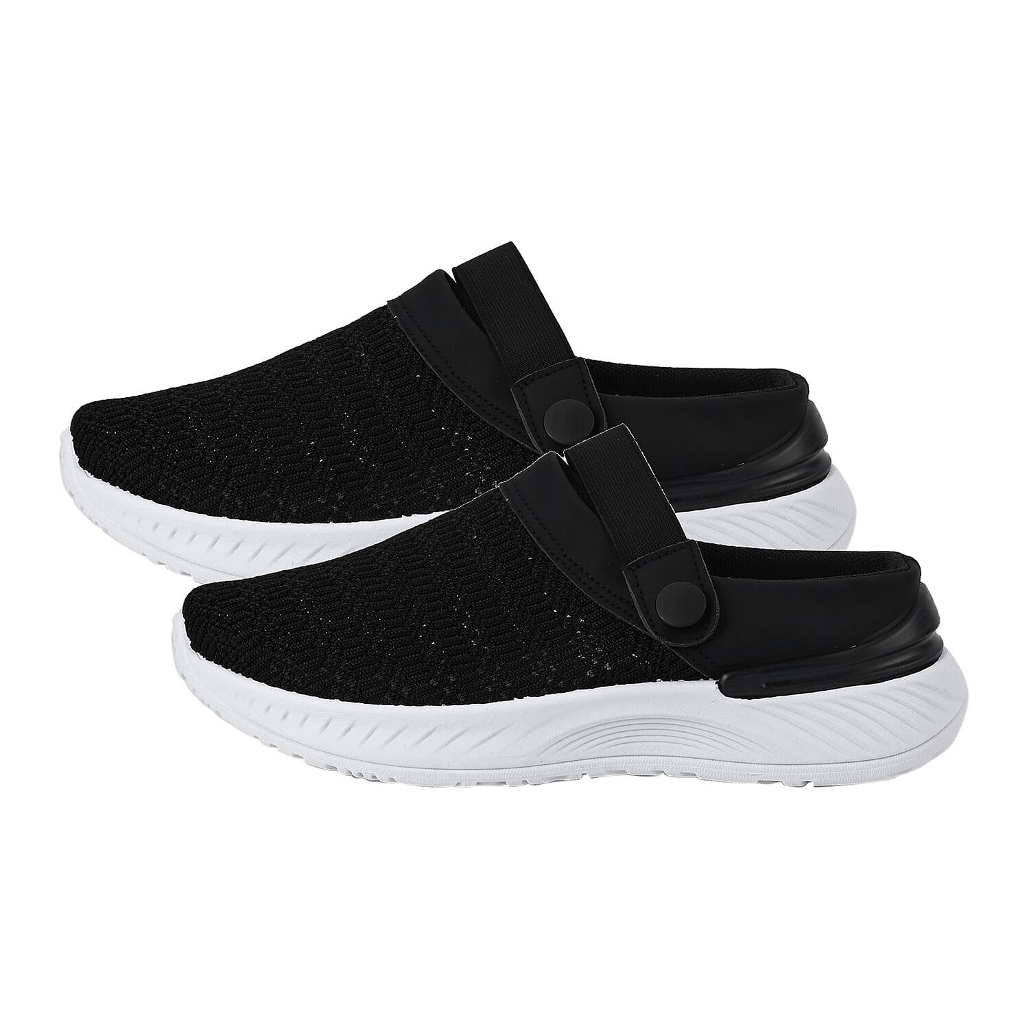 Knitted Vented Ladies Trainer with Rotary Buckle (Size 8) - Black