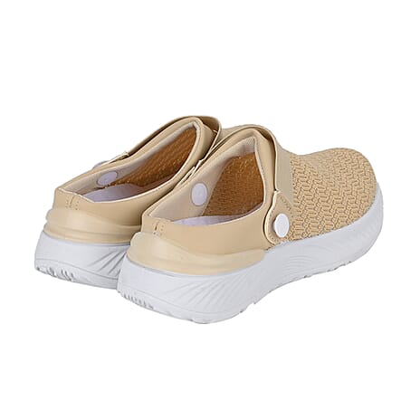 Knitted Vented Ladies Trainer with Rotary Buckle (Size 3) - Beige