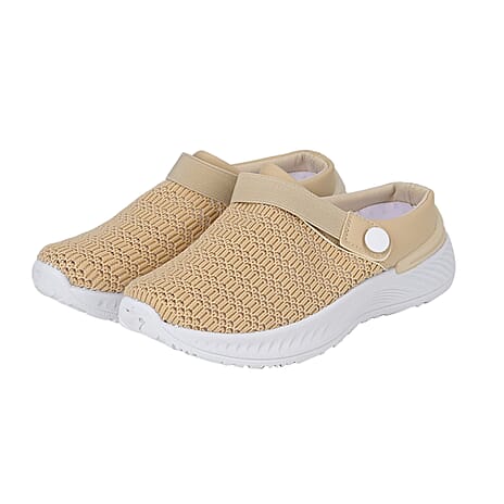 Vented Ladies Trainers with Rotary Buckle (Size 8) - Beige