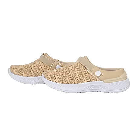 Vented Ladies Trainers with Rotary Buckle (Size 8) - Beige