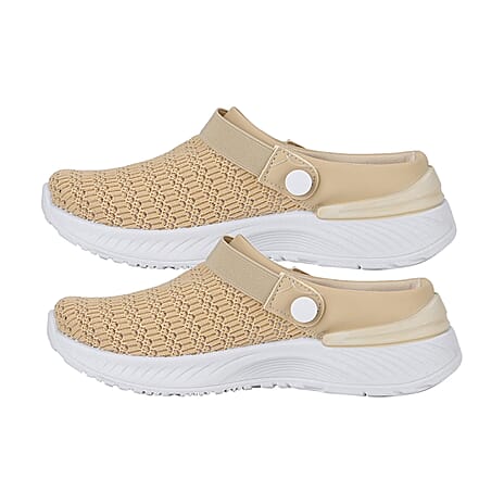 Vented Ladies Trainers with Rotary Buckle (Size 8) - Beige