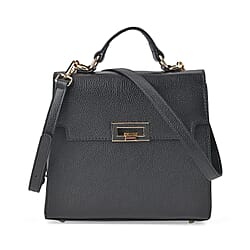 Designer Inspired - 100% Genuine Leather Solid Crossbody Satchel Bag with Adjustable Shoulder Strap