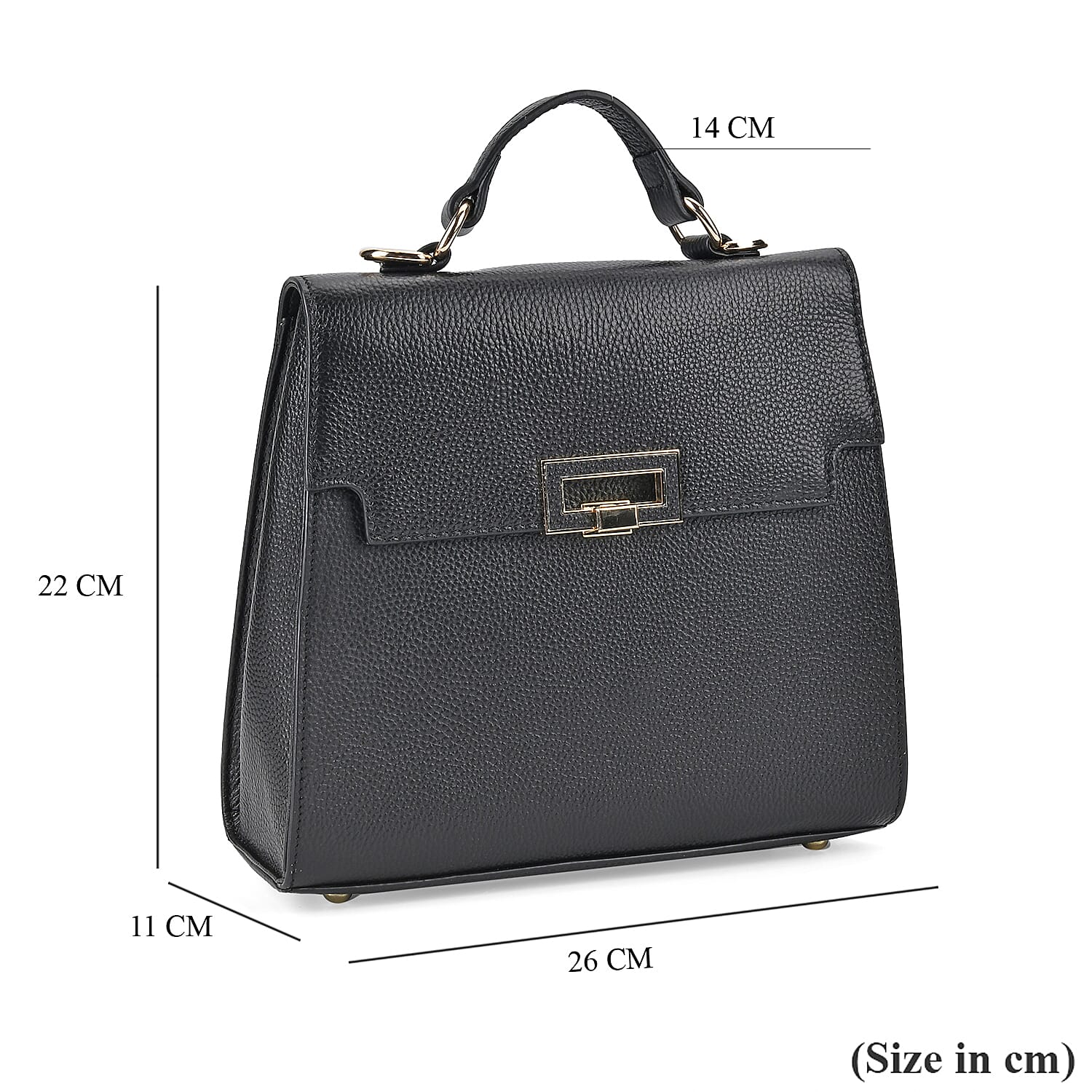 Genuine Leather Solid Crossbody Satchel Bag with Adjustable Shoulder Strap