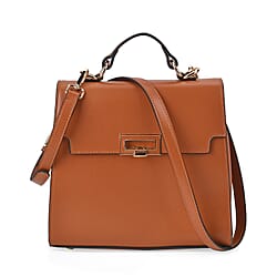 Designer Inspired - 100% Genuine Leather Solid Crossbody Satchel Bag with Adjustable Shoulder Strap