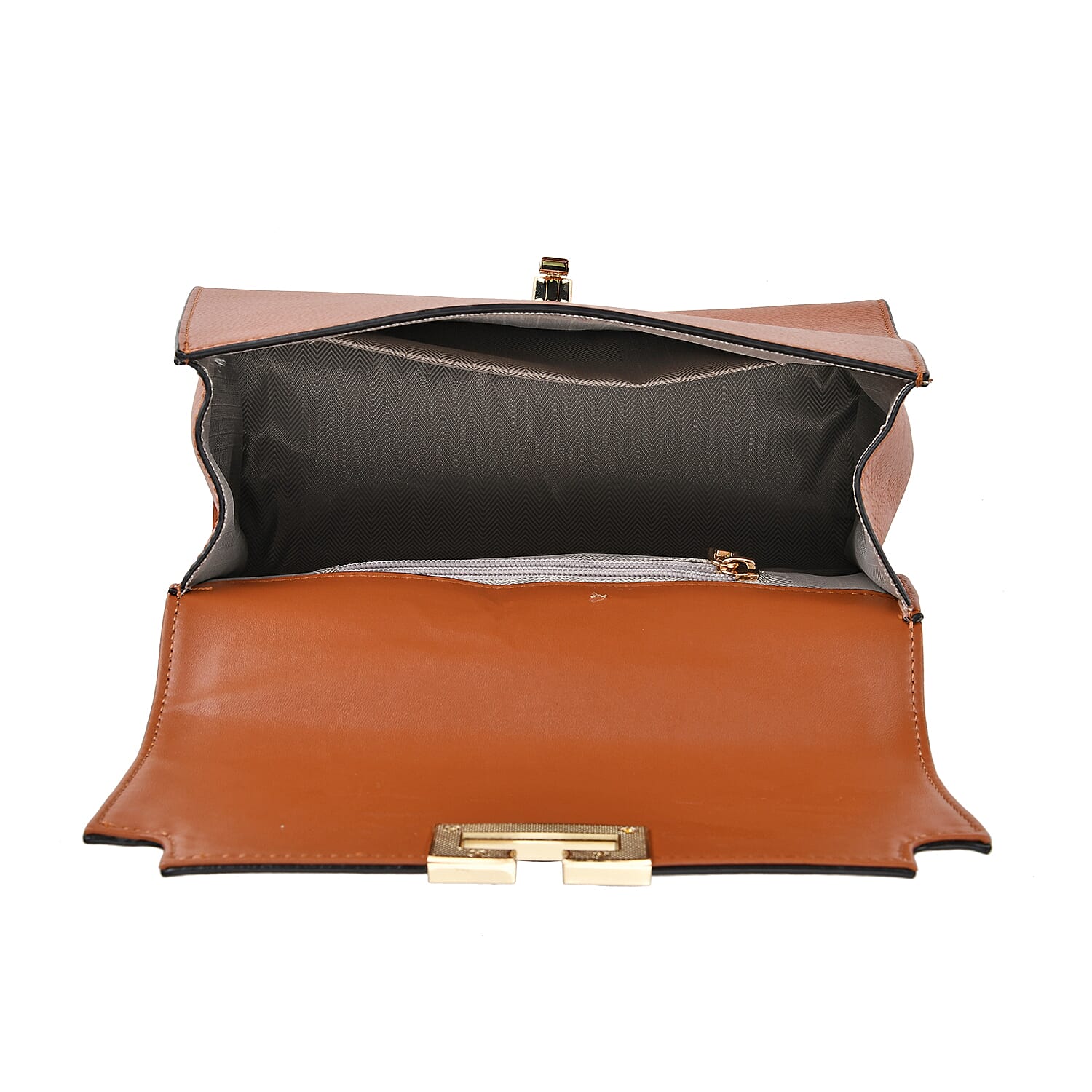 Designer Inspired - 100% Genuine Leather Solid Crossbody Satchel Bag with Adjustable Shoulder Strap (Size 26x11x22 cm) - Tan