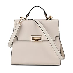 Designer Inspired - 100% Genuine Leather Solid Crossbody Satchel Bag with Adjustable Shoulder Strap