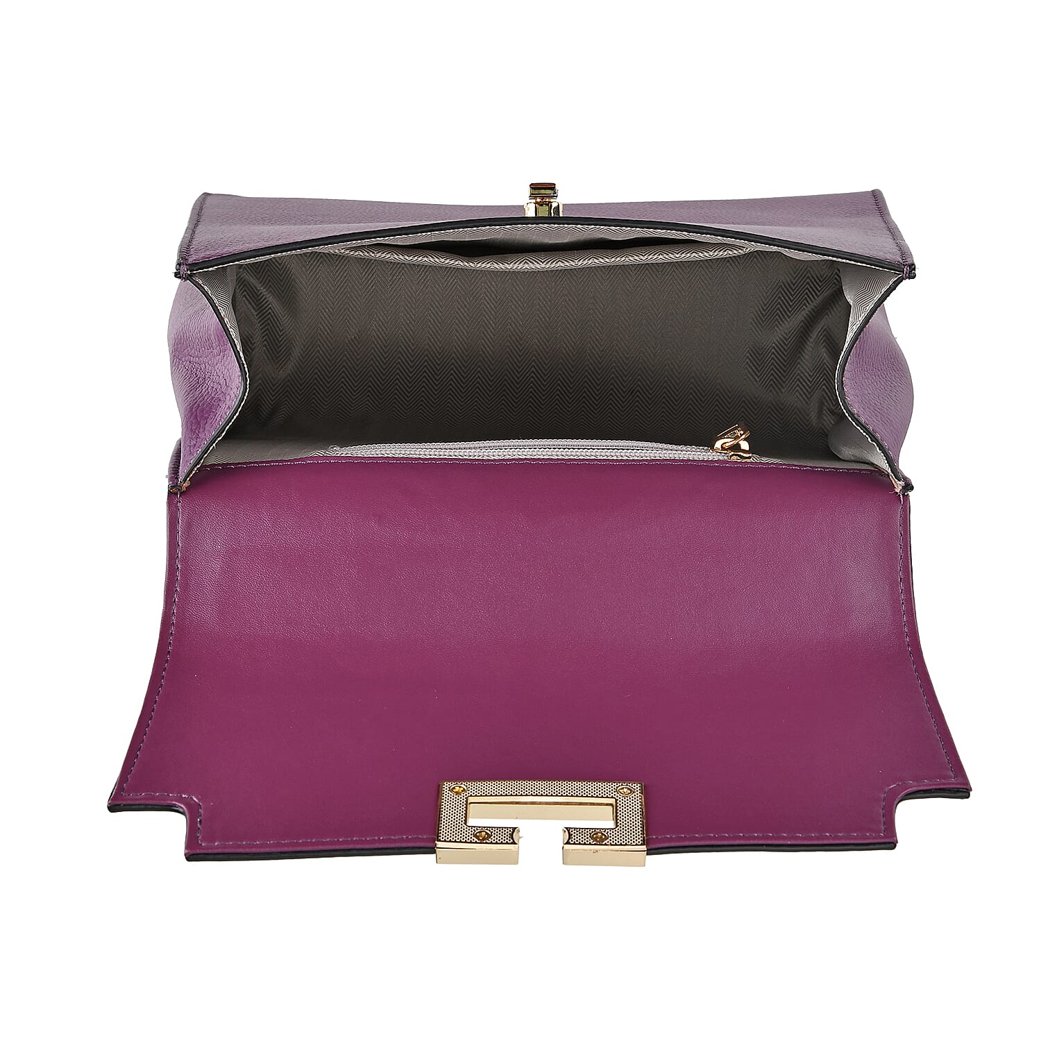 Designer Inspired - 100% Genuine Leather Solid Crossbody Satchel Bag with Adjustable Shoulder Strap (Size 26x11x22 cm) - Purple